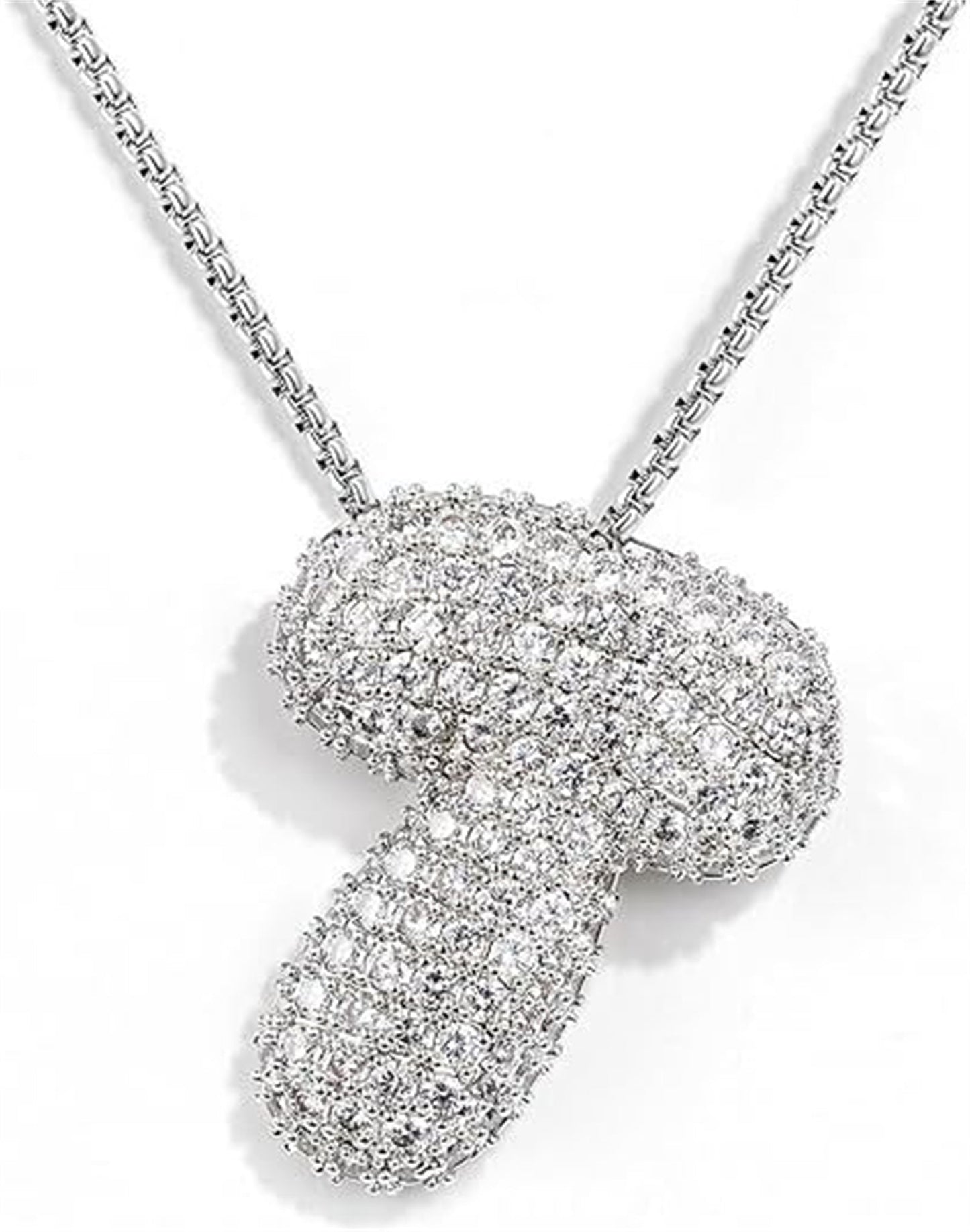 A-Z Zircon Balloon English Letter Necklace, Gold & Silver