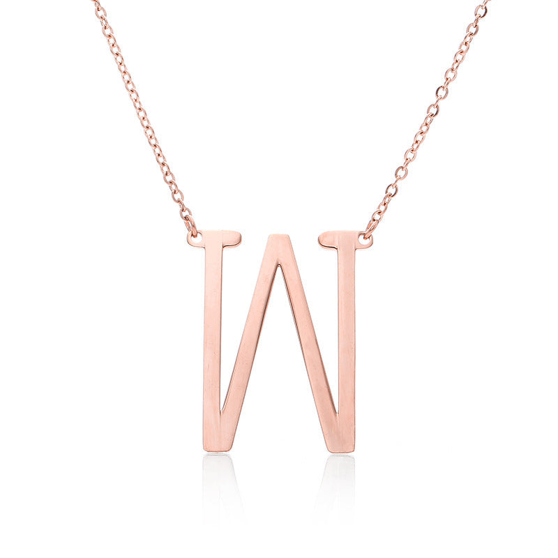 Big Initial Letter Pendant Necklace, Gold Silver, and Rose Gold