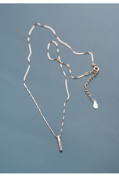 Vertical Bar Clavicle Necklace, S925 Sterling Silver