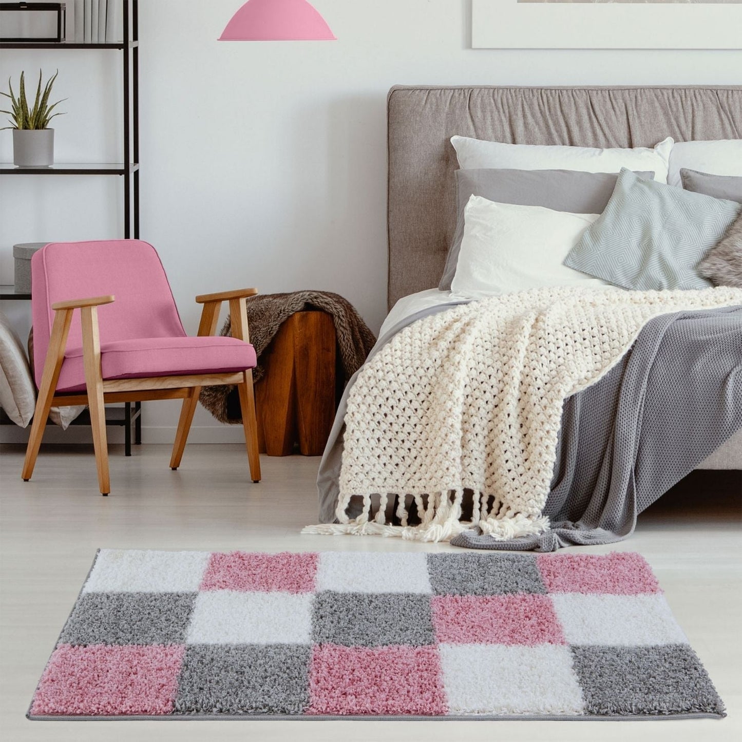 Myshaggy Geometric Pink Rug