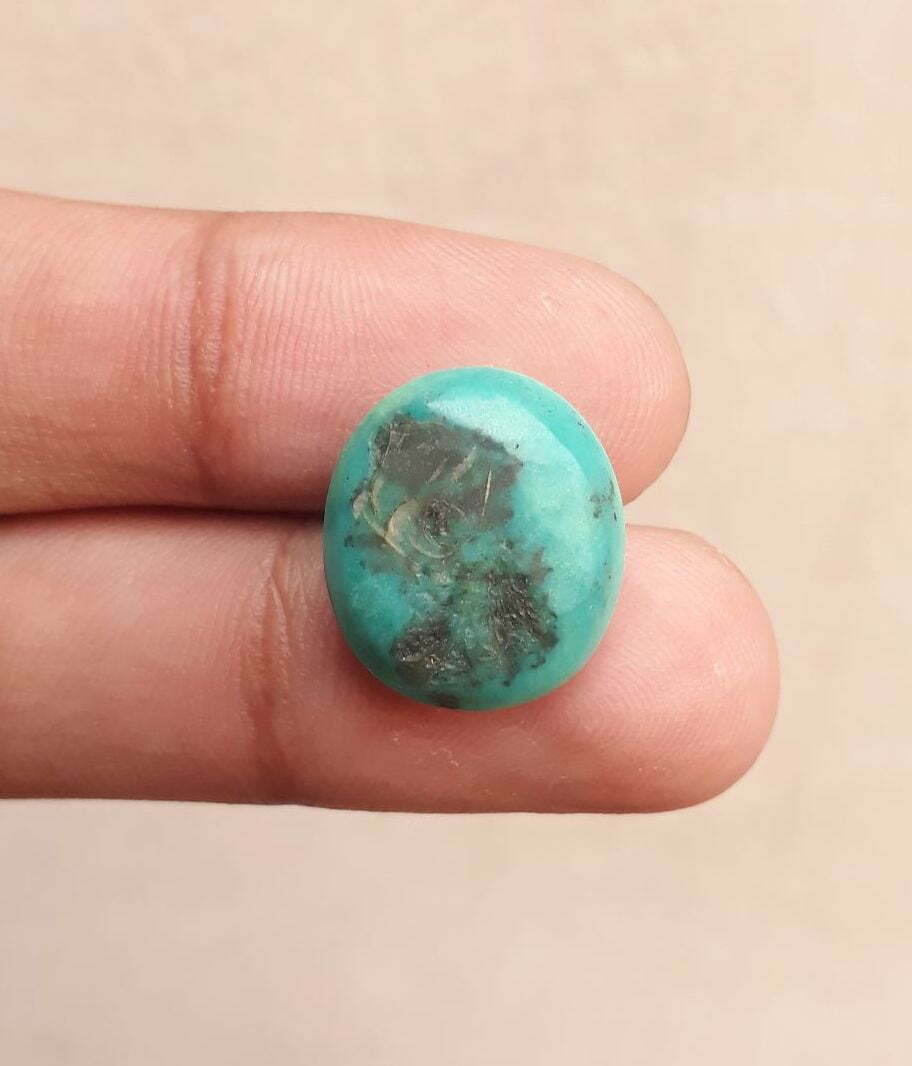 Natural Certified Turquoise - Blue Turquoise Feroza-15ct-17x15mm