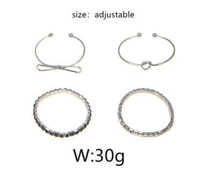 Crystal Wedding Bracelet Sets 4Pcs