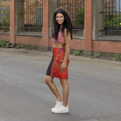 Half Black Half Hónghǎi - Womens Pencil Skirt