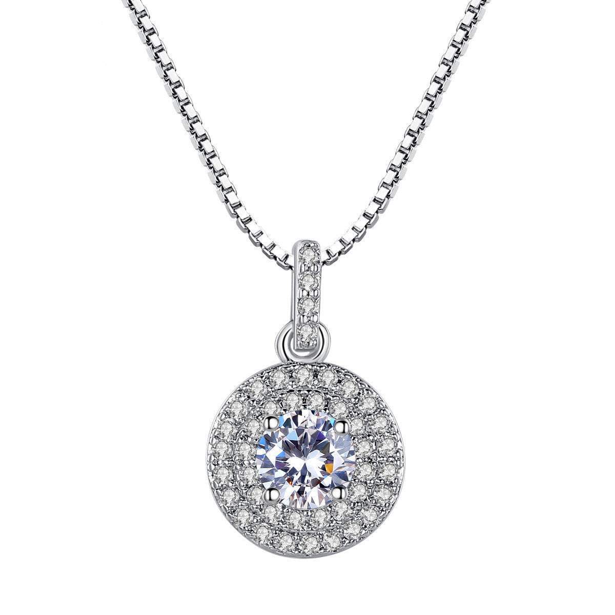 Zircon Round Pendant Necklace