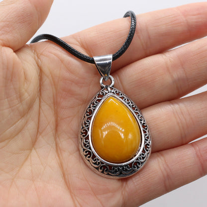 Natural Semi-Precious Stone Pendant Necklace