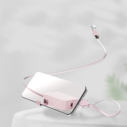 4-in-1 Retractable USB Cable with Phone Stand & Storage Box