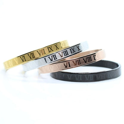 Unisex Roman Numeral Stainless Steel Chain Bracelets