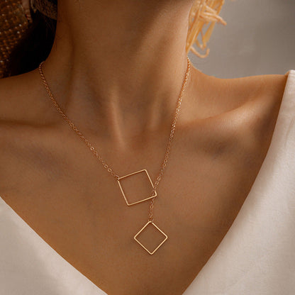 Square Alloy Ins Bohemian Fashion Single-Layer Necklace