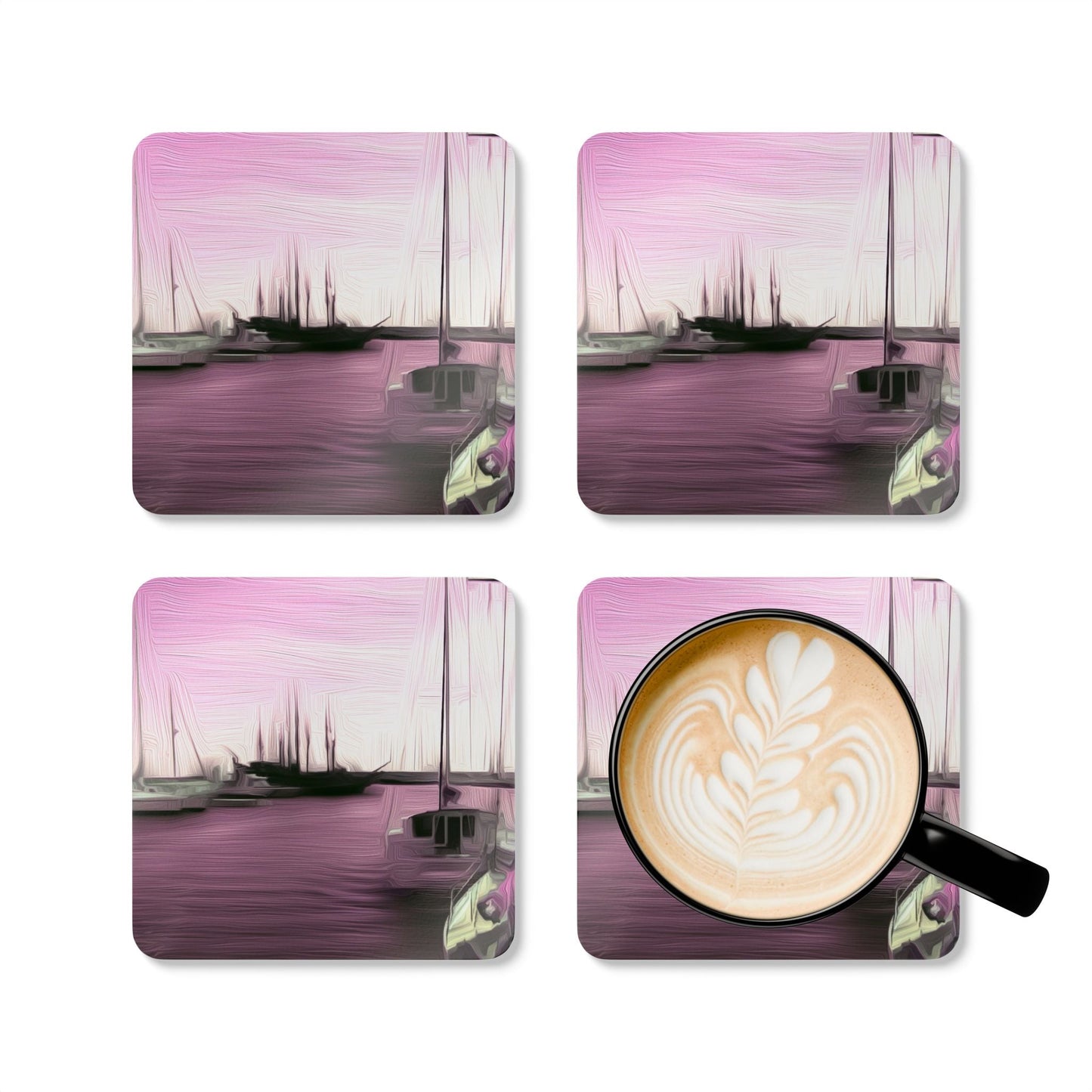 The Sleeping Yachts (at Evening) - Coaster Set