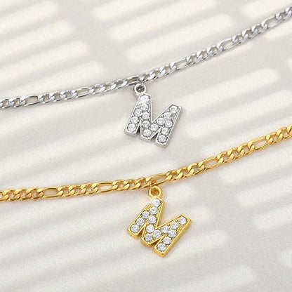 A-Z Zircon Letter Anklets, Gold & Silver