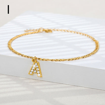 A-Z Zircon Letter Anklets, Gold & Silver