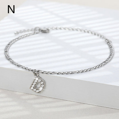 A-Z Zircon Letter Anklets, Gold & Silver