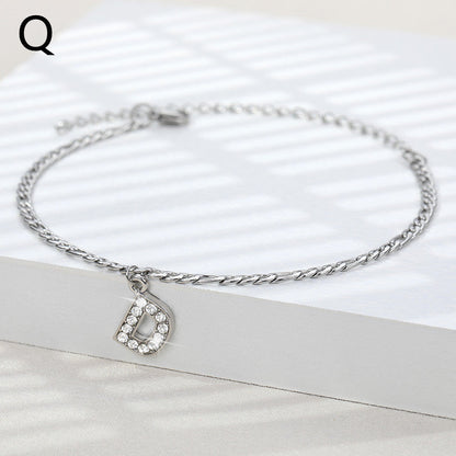 A-Z Zircon Letter Anklets, Gold & Silver