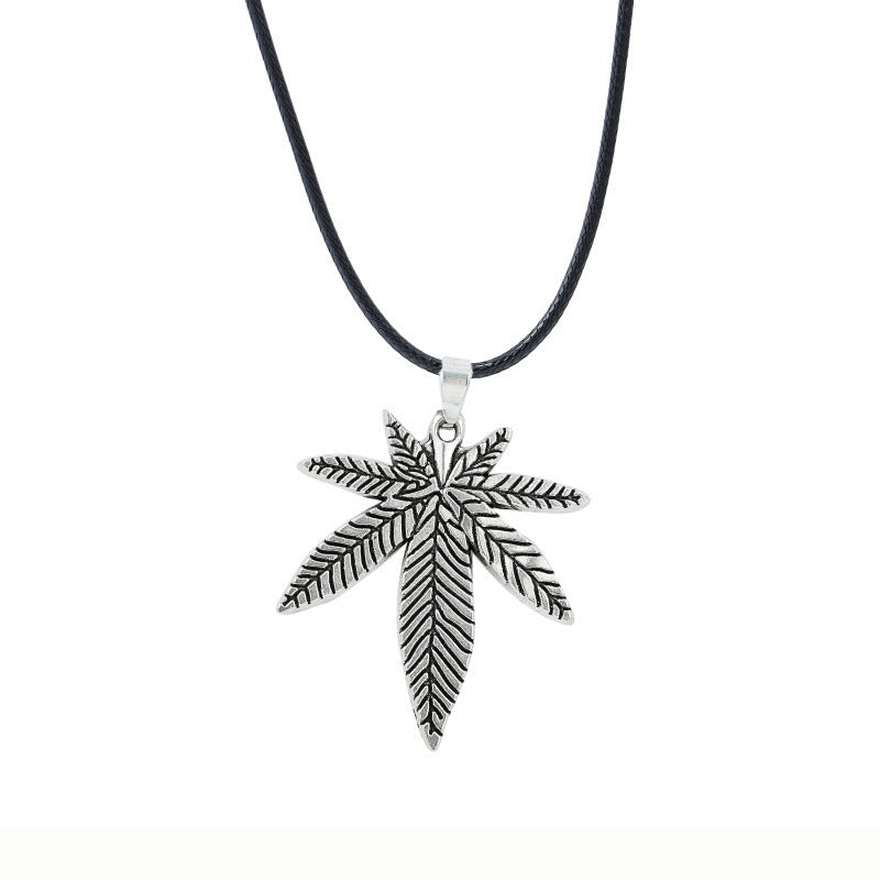 Leather Chain Clavicle Leaf Necklace