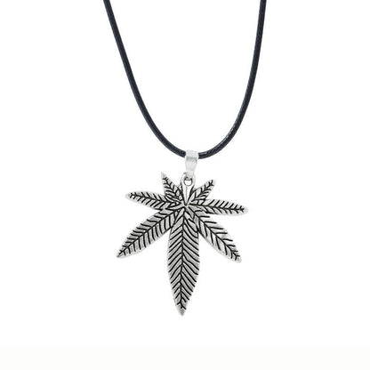 Leather Chain Clavicle Leaf Necklace
