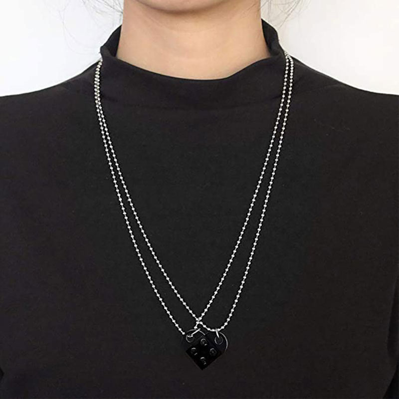 Brick Gift Heart Necklace, 2pcs Set