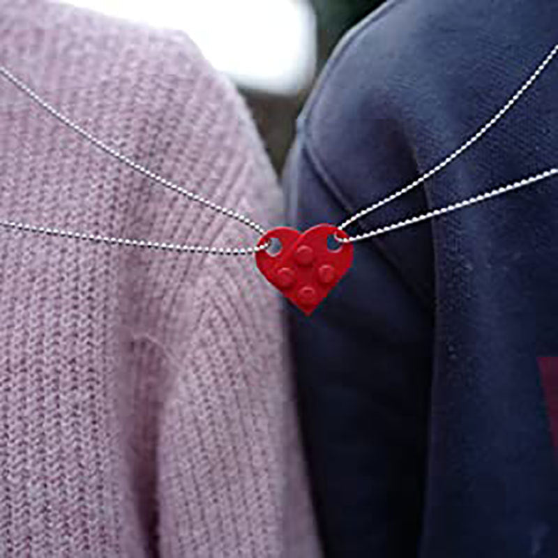 Brick Gift Heart Necklace, 2pcs Set