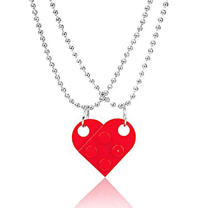Brick Gift Heart Necklace, 2pcs Set