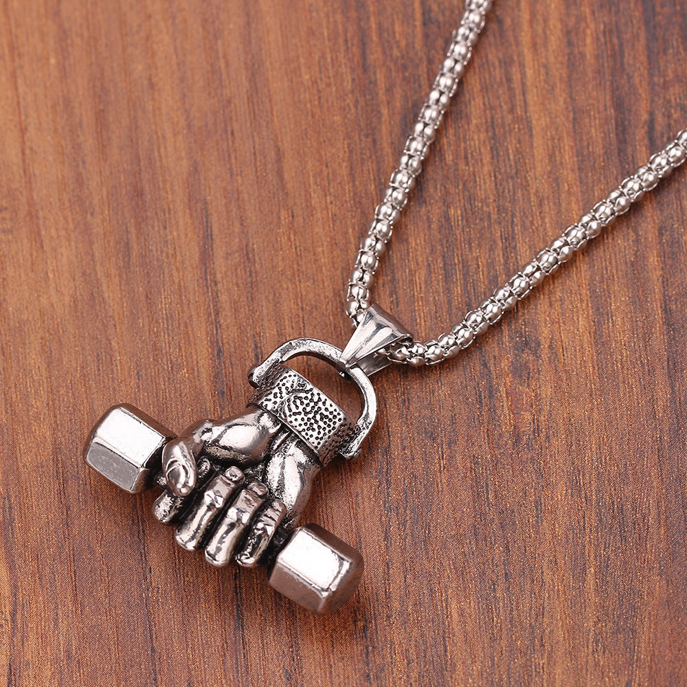Gym Dumbbell Pendant Necklace