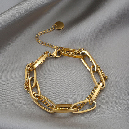 Double Chain Bracelet with Circle Pendant