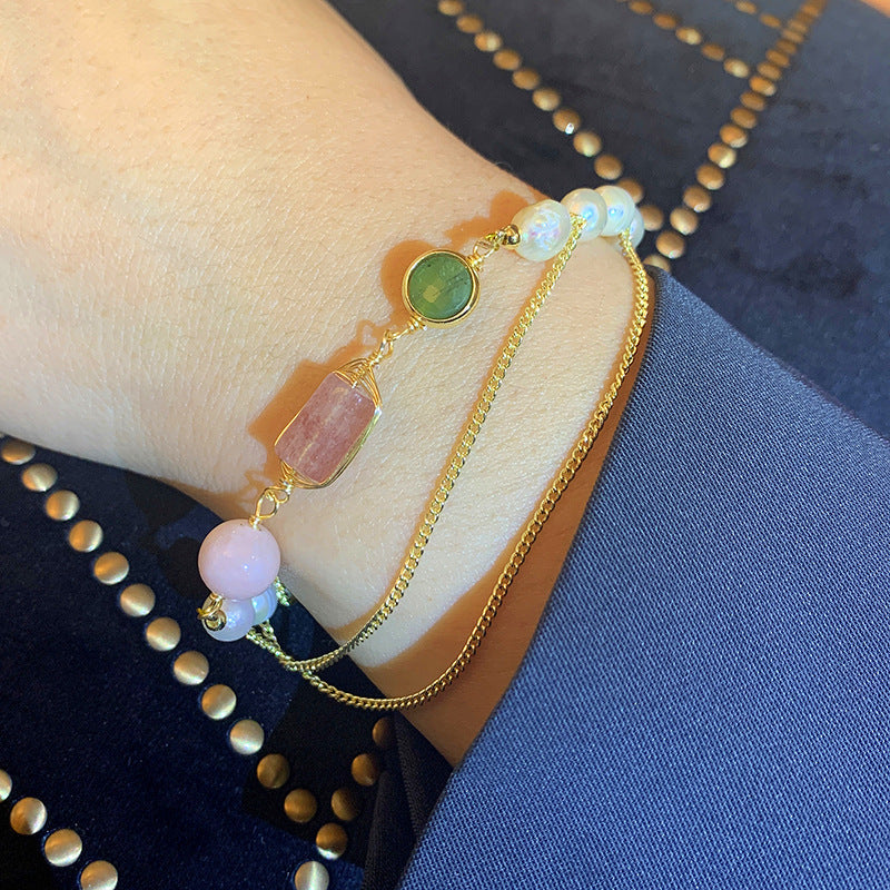 Pearl Strawberry Crystal Bracelet