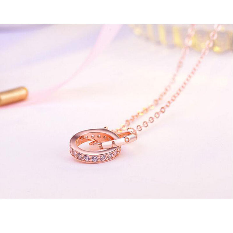 Double Ring Necklace Zircon