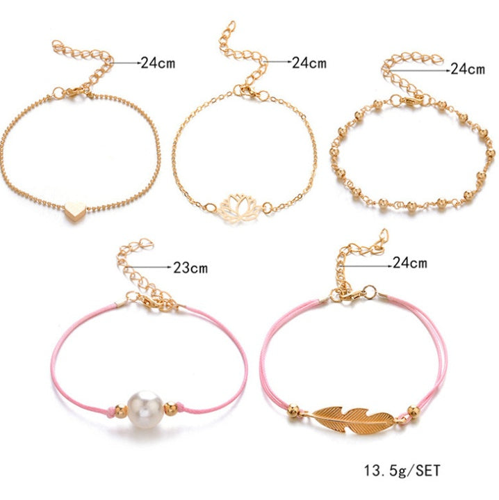 Vintage Turtle Heart Map Charm Bracelets Set