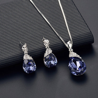 Bridal Necklace Earrings Set with Rhinestone