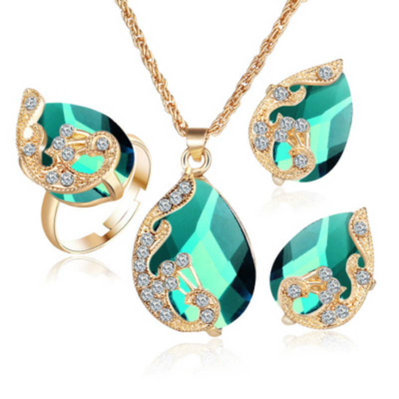 Bridal Necklace Earrings Set with Rhinestone