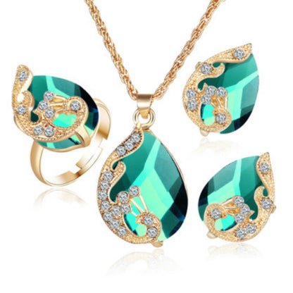 Bridal Necklace Earrings Set with Rhinestone