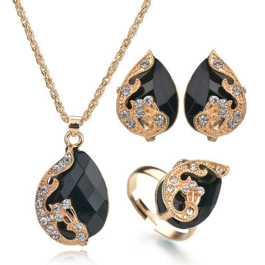 Bridal Necklace Earrings Set with Rhinestone