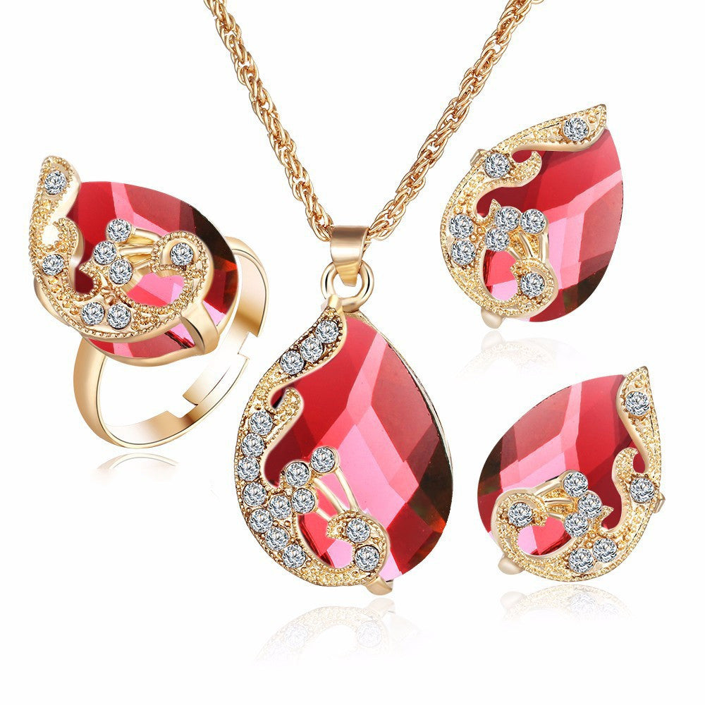 Bridal Necklace Earrings Set with Rhinestone