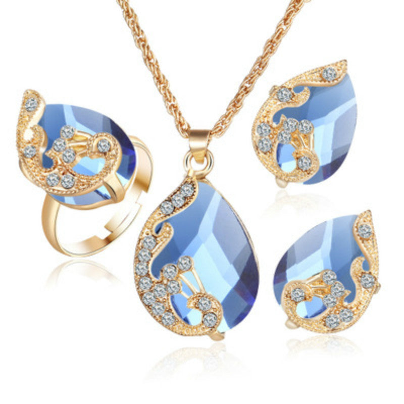 Bridal Necklace Earrings Set with Rhinestone