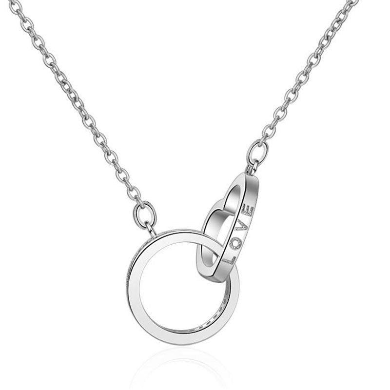 Ring Through Heart Interlocking Pendant Necklace