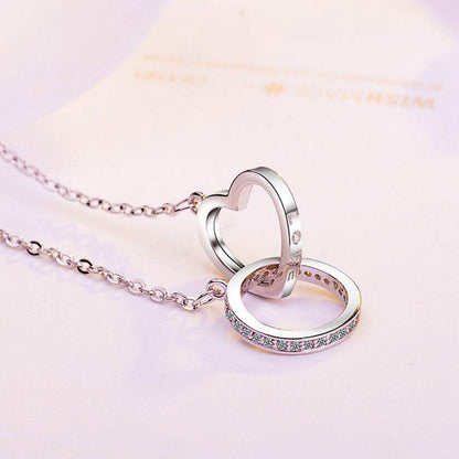 Ring Through Heart Interlocking Pendant Necklace