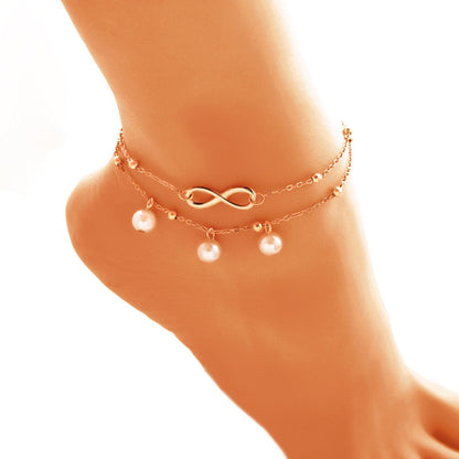 Women’s Double-Layer Pearl Anklet