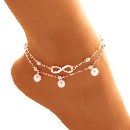Women’s Double-Layer Pearl Anklet