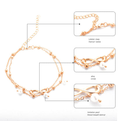 Women’s Double-Layer Pearl Anklet