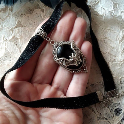 Gothic Bat Choker Necklace
