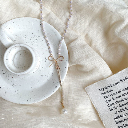 Pearl Necklaces with Bow Chain
