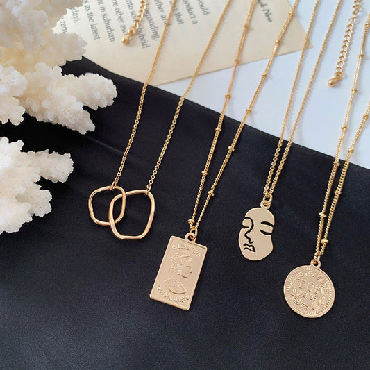 Abstract Face Metal Choker Necklace
