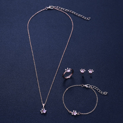 Cat Bear Dog Paw Jewellery Set
