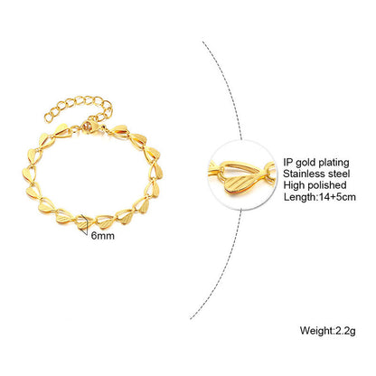Heart Leaves Chain Bracelet, Set