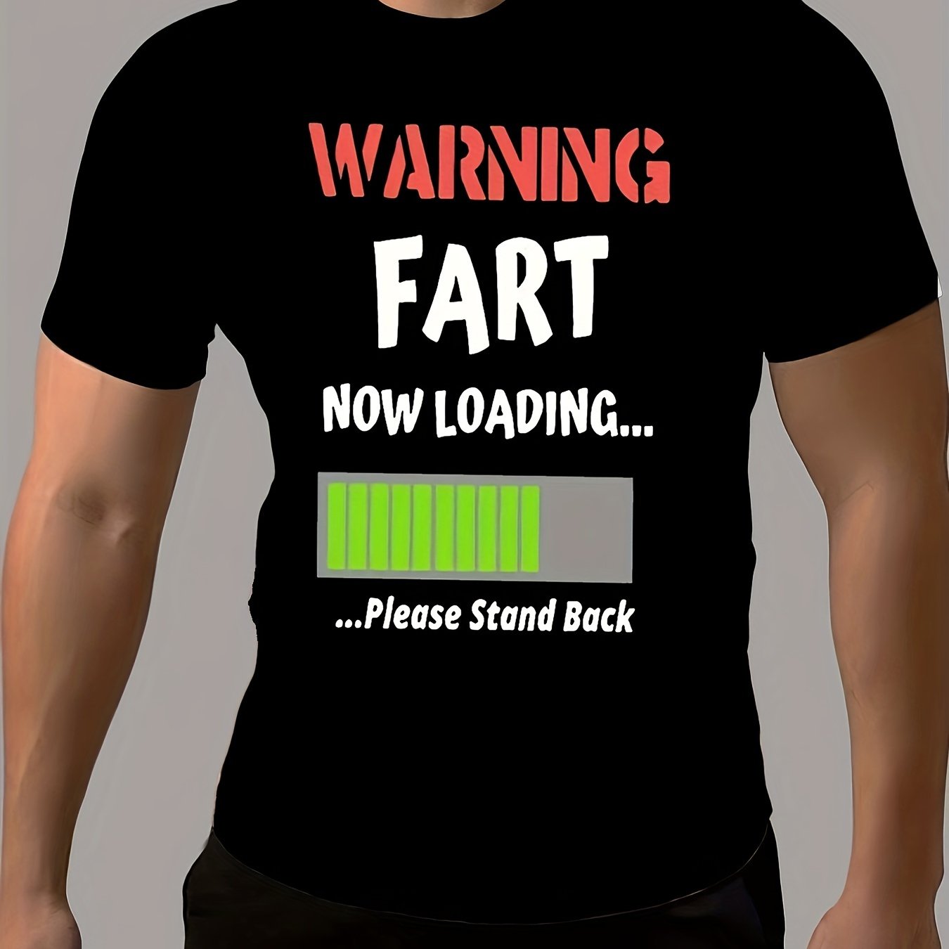 Moisture-Wicking Men's T-Shirt | Humorous "Loading" Letter Print - Casual and Comfortable | All-Season Crew Neck | Easy Care and Durable