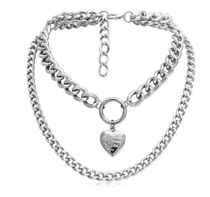 Multi-Layer Heart Locket Pendant Necklace