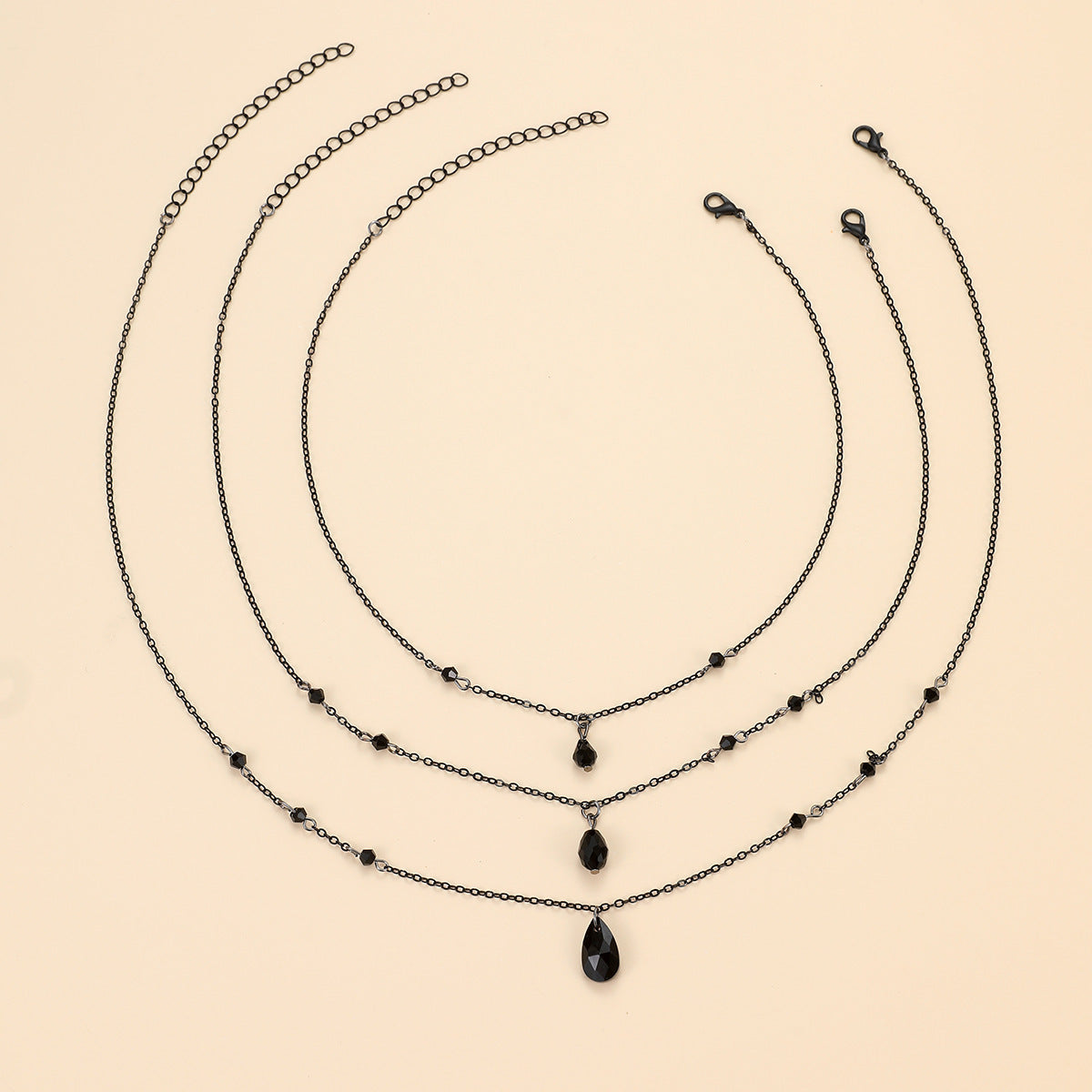 Retro Gothic Blood Drop Tassel Layered Necklace
