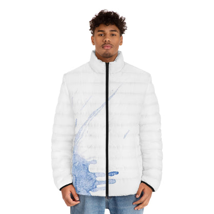 Watercolour Blue Splash - Mens Puffer Jacket