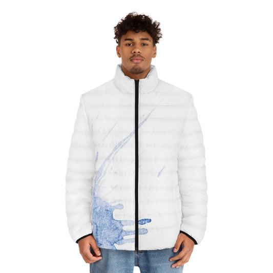 Watercolour Blue Splash - Mens Puffer Jacket