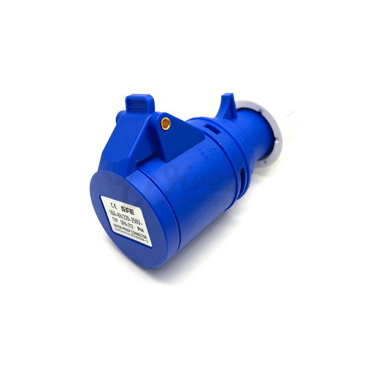 16A 2P+E 220V-250V Blue Female Camper Van Hook Up Plug With Flap IP44