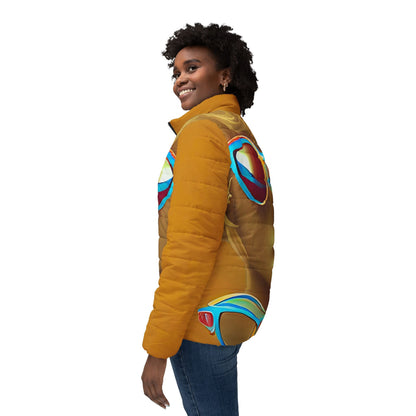 Retro Cool Orange - Womens Puffer Jacket